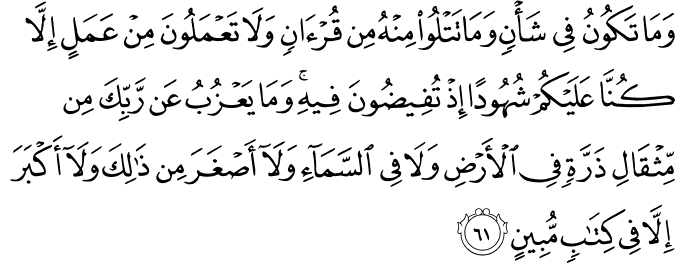 Surah 10 Ayah 61